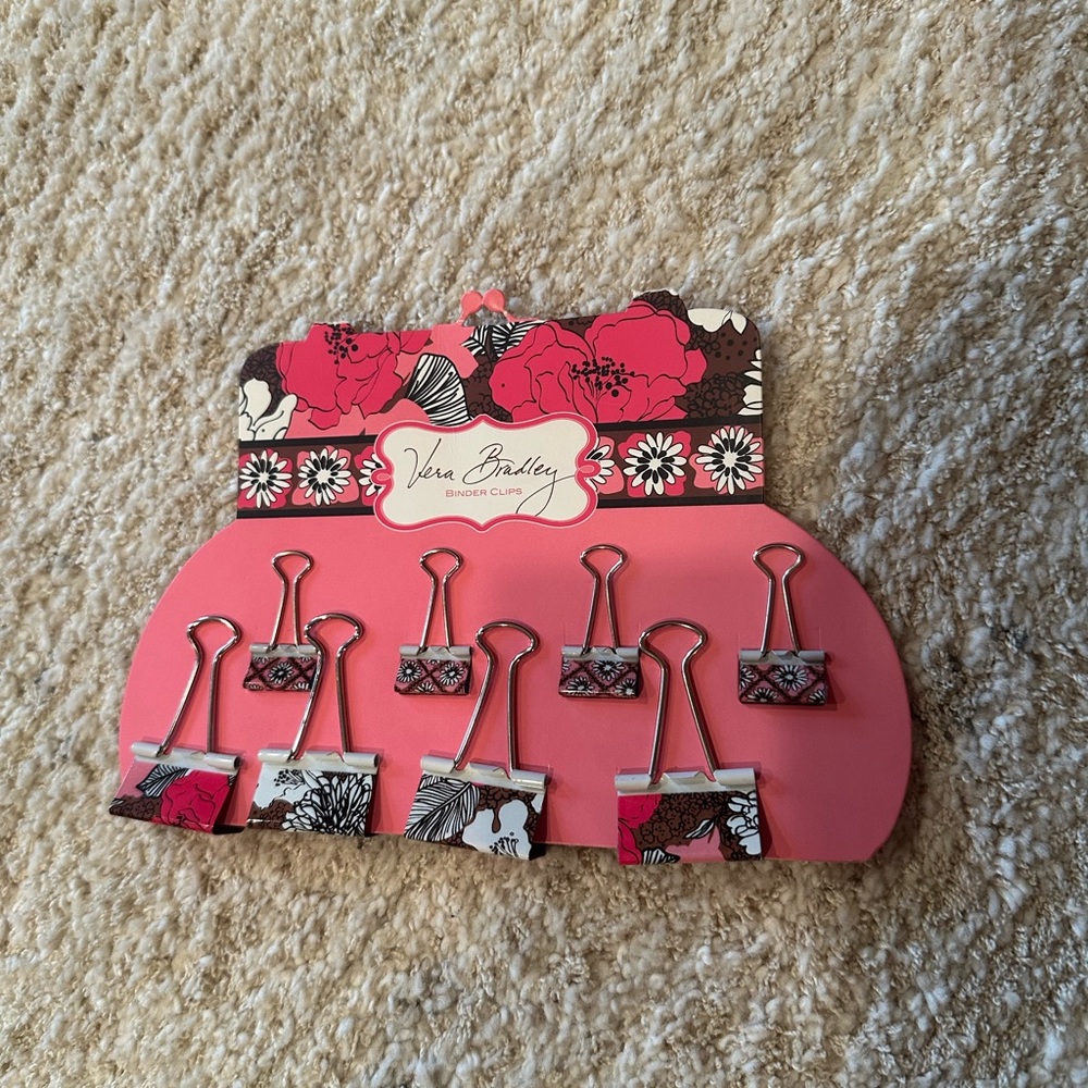 Vera Bradley Mocha Rouge Binder Clips - Picture 2 of 4